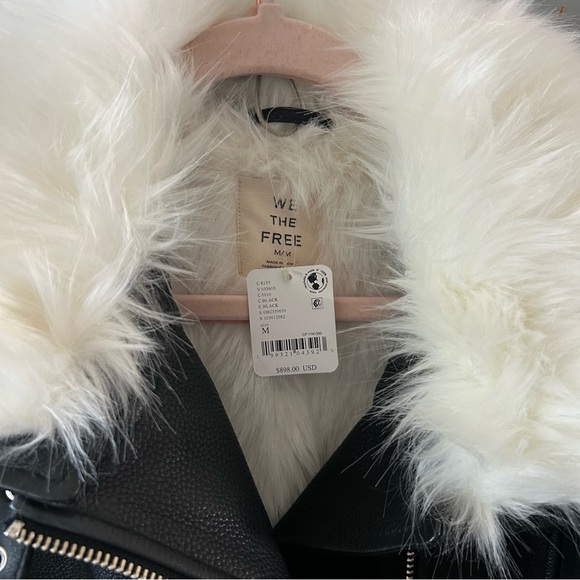NWT Free People Overdrive Leather Fur Moto Jacket - Picture 7 of 10
